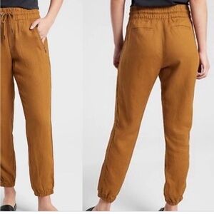 Athleta Mustard Brown Drawstring Jogger Pants